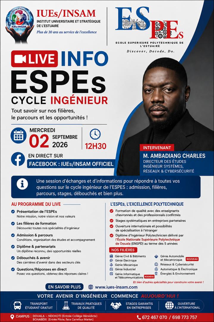 LIVE ESPEs (Ecole superieure de polytechnique de l'Estuaire) : Tout savoir sur le Cycle Ingénieur